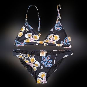 Nwot Tory Burch Hopewell Black Floral Bikini Set